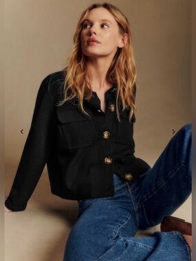 NWT Sezane Betty Cardigan Black Large